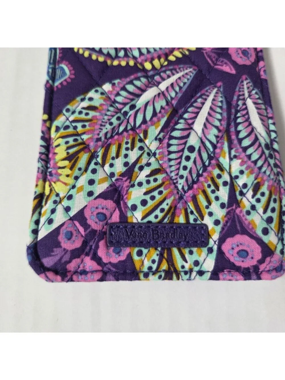 Vera Bradley Sunglass Sleeve Purple Batik Leaves Quilted Eyelasses Case NEW